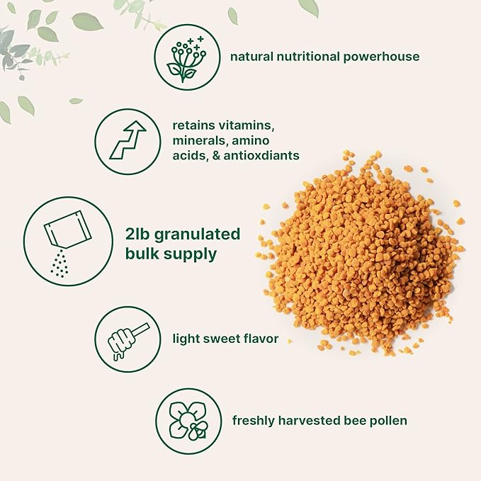 Micro Ingredients Pure Bee Pollen Granules 2 lb | Fresh Harvest Raw &amp Natural Superfood | Rich in B Vitamins Minerals Protein &amp Antioxidants | Keto Non-GMO