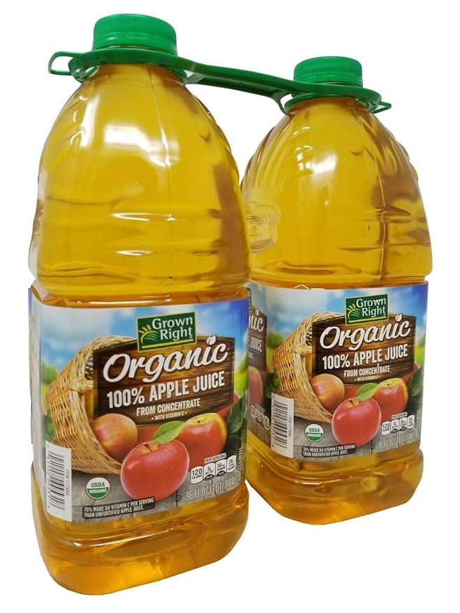 Grown Right Organic 100% Apple Juice 96 Fluid Ounce (Pack of 2)
