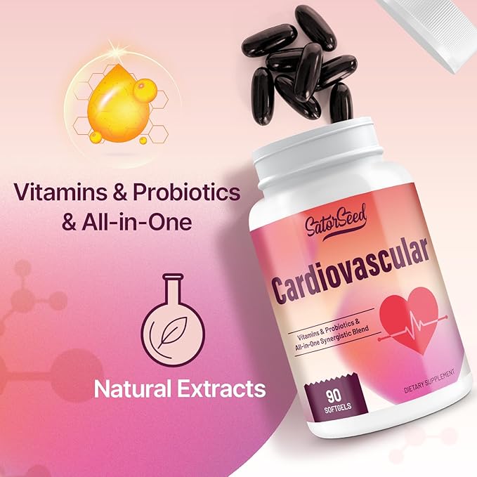 Cardiovascular Supplement 3000mg – Vitamins Probiotics Omega-3 and CoQ10 All-in-One Synergistic Blend for Adults – 90 Softgels