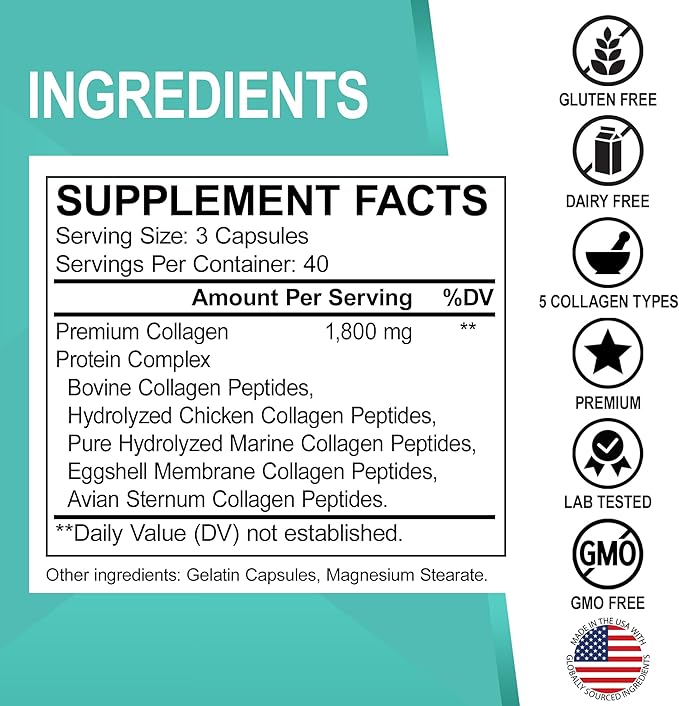 Collagen Peptides &amp Colon Cleanse Detox - 15 Day Colon Cleanse Pills &amp Ginger - Multi Collagen for Women &amp Men Complex Capsules Skin Hair &amp Nails - Bowel Movement Supplements for Sto