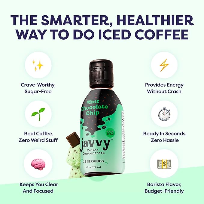 Coffee Concentrate - Limited Release Flavors - Cold Brew Coffee Perfect for Hot or Iced Instant Coffees Hot Drinks Cold Brew Concentrate 35 Servings - Mint Chocolate Chip