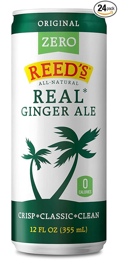 Reed's Zero Sugar Real Ginger Ale Natural Ginger Ale Made with Real Ginger (24pk- 12oz Slim Cans)