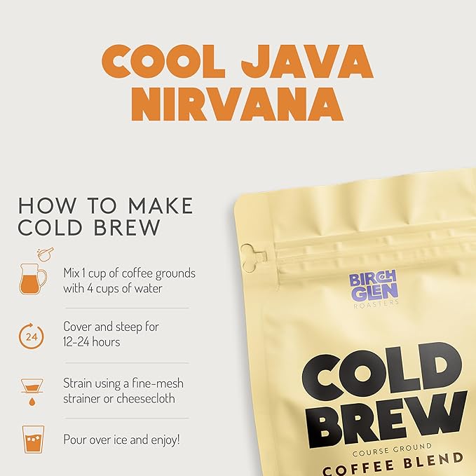Birch Glen Roasters Cold Brew Coffee | Flavored Coarse Ground Coffee | Medium Roast | Artisanal Roasting | 100% Arabica |1 LB Bag | Crème Brûlée