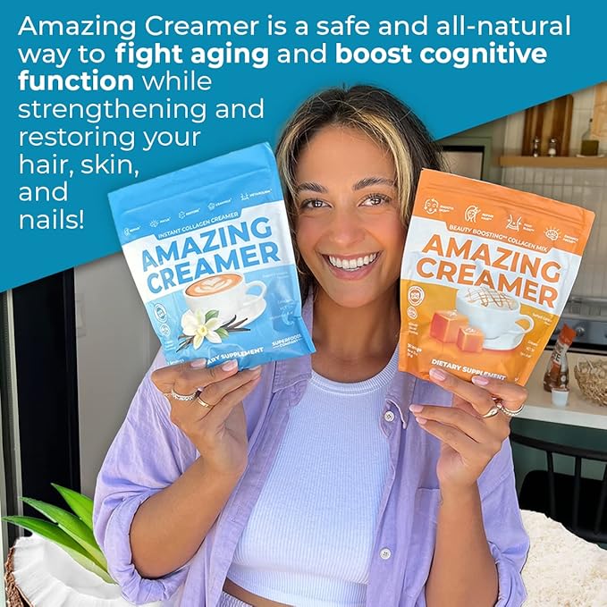 Superfoods Company Amazing Creamer with Collagen - Keto Creamer-Hyaluronic Acid &amp MCT Oil - Brain Boost &amp Curbs Cravings - Supports Healthy Skin &amp Hair - Diet-Friendly [60 Servings] [Vanil