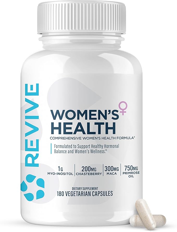 Revive MD Hormone Balance for Women – Hormone Support Supplement w/Myo-Inositol Chaste Berry DIM Vitamins C &amp E Evening Primrose Oil – Health &amp Hormonal Balance (180 Capsules 30 Servings)