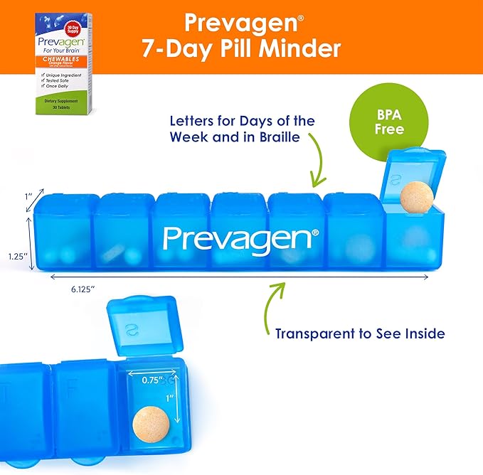 Prevagen Regular Strength Orange Chewables - 30 Tablets (1 Month Supply) | Formulated for Your Brain | 10mg of Apoaequorin Plus Vitamin D3 with 7-Day Pill Minder
