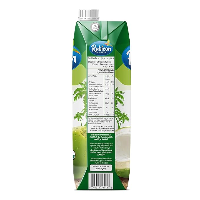Rubicon 100% Natural Organic Coconut Water- Pack of 2 (1L)