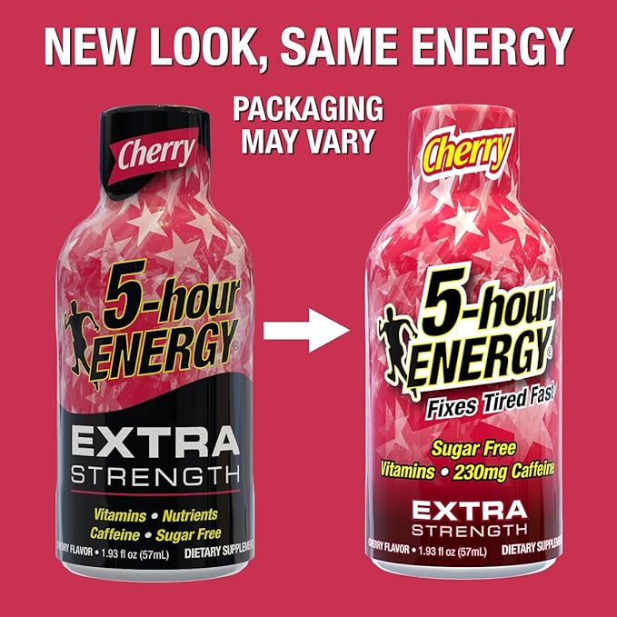 5-hour ENERGY Extra Strength Shots Cherry Flavor 1.93 oz. 30 Count (30 Bottles – Single Flavor Cherry)