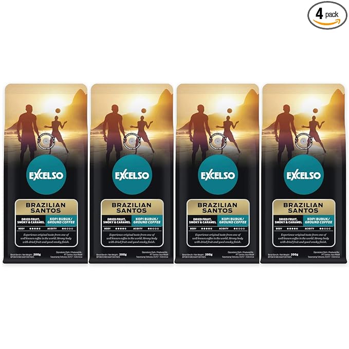Excelso Brazilian Santos Ground Coffee 200g (Pack of 4)