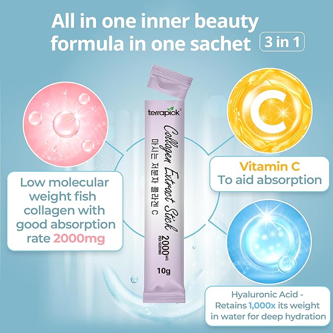 Collagen Extract Stick 10g X 30 ea. Pomegranate Concentrate Pineapple Concentrate Hyaluronic Acid Vitamin C Fish Collagen for Women and Men. All in one Inner Beauty.