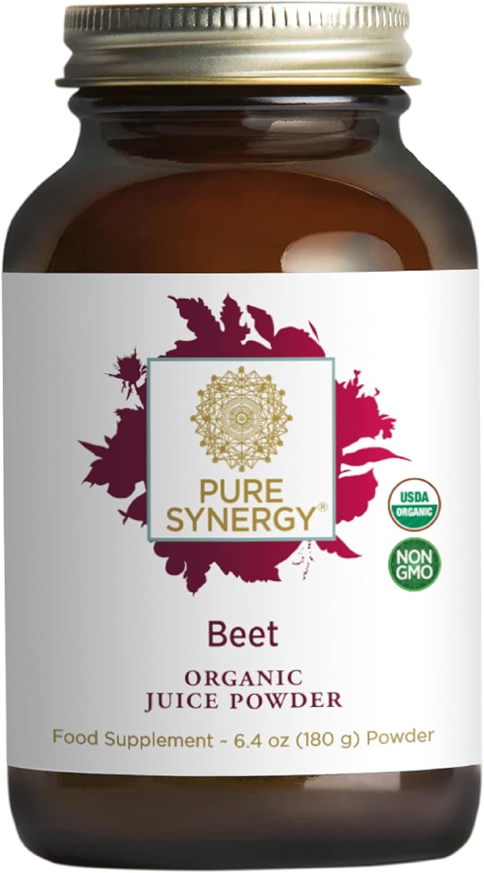 PURE SYNERGY Organic Beet Juice Powder | Pre-Workout Supplement | Organic Beet Root Juice Powder | for Healthy Circulation Exercise and Detoxification (6.4 oz.)