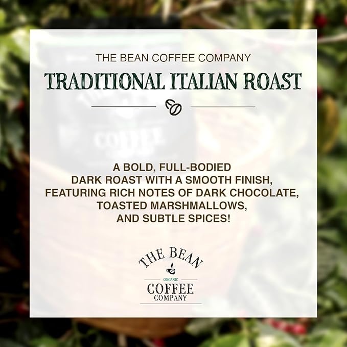 The Bean Organic Coffee Company Il Chicco (Traditional Italian Roast) Dark Roast Ground Coffee 16-Ounce BagCafé molido tostado organico