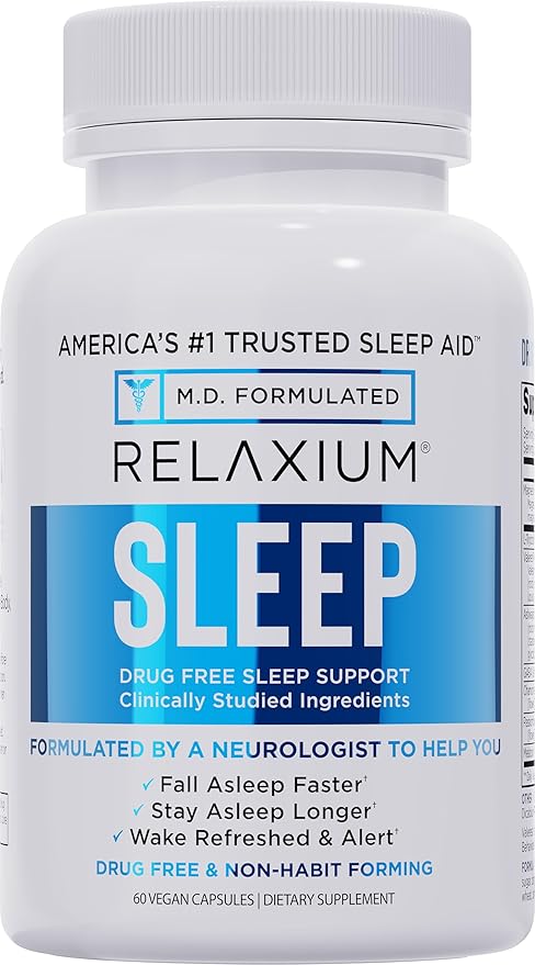 Relaxium Sleep Aid for Adults Melatonin 5mg with Magnesium Glycinate Sleep-Promoting Valerest &amp Ashwagandha Non-Habit Forming Sleep Supplement 60 Capsules 30-Day Supply