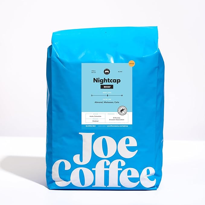 Joe Coffee Company - Nightcap Decaffeinated Ground Specialty Coffee 5 lb Bag | NYC Roaster Rainforest Alliance Certified Kosher Climate-Friendly