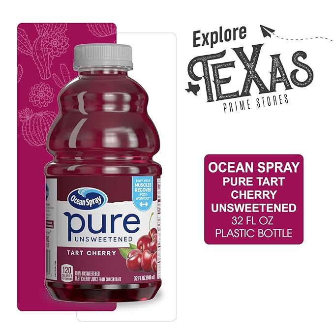 Ocean Spray - Lavinia Essentials Bundle: 4- Pack of Tart Cherry Unsweetened 100% Pure Juice 32 Fl oz Plastic Bottles + 1 Utility Prop