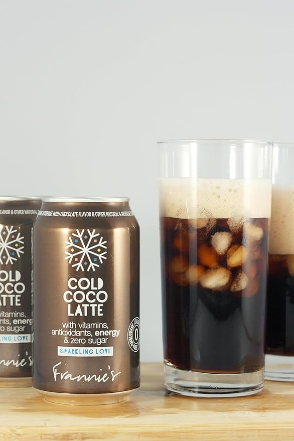 KauffmanTreats Frannie Sparkling Beverage- Zero Calories &amp Sugar Aspertame Free: 8-Ct 12 Oz. Cans (Cold Coco Latte)