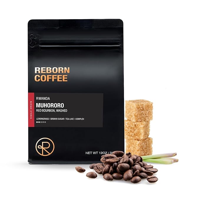 Reborn Coffee Specialty Whole Bean Coffee – Rwanda Muhororo – Light-Medium Roast Single Origin 100% Arabica Beans – Floral and Berry Notes with Bright Acidity Freshly Roasted for French Press Kali