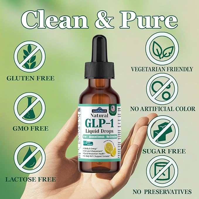 2 Pack GLP-1 Supplement Liquid Drops 10-in-1 Formula with Berberine Ceylon Cinnamon Prebiotic Fiber &amp Green Tea Extract | Supports Healthy Metabolism Digestive &amp Gut Health丨Vegan Non-GMO