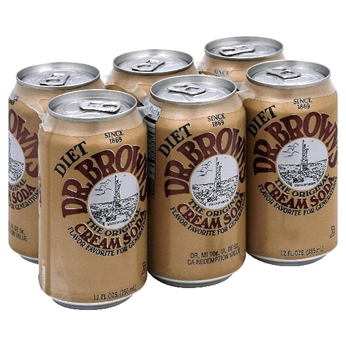 Dr. Brown Soda Cream Soda Diet 6 pack 12-ounces (Pack of 4)