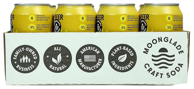 NEW! Moonglade Organic Ginger Beer Small Batch Craft Mixer Non-Alcoholic Fizzy Spicy Craft Soda (12 Pack)