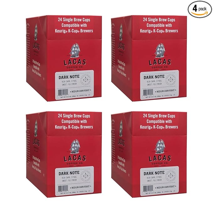 Lacas Coffee Dark Note Single Serve Cups 96 Total – Bold &amp Full-Bodied Medium-Dark Roast