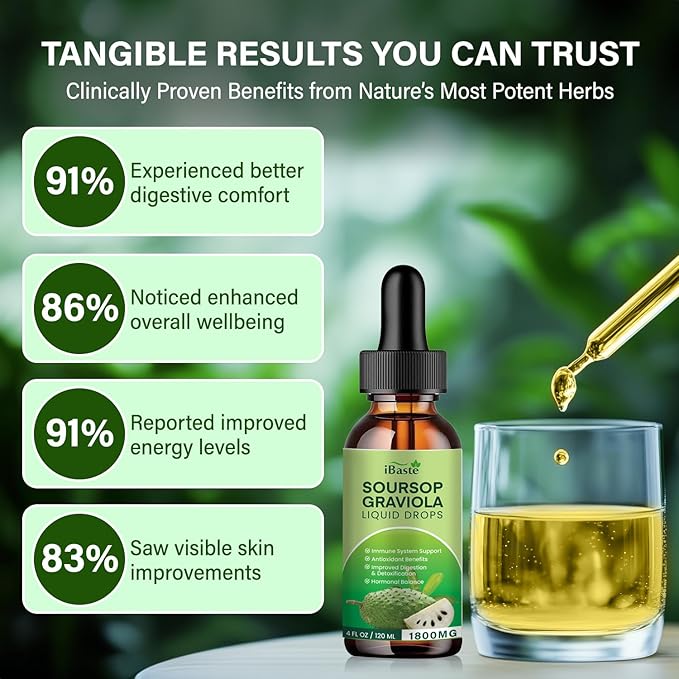 Soursop Bitters Liquid Organic Extract: Soursop Graviola Liquid Drop for Cell Support &amp Regeneration Immune System and Gut Health (2 Fl Oz)