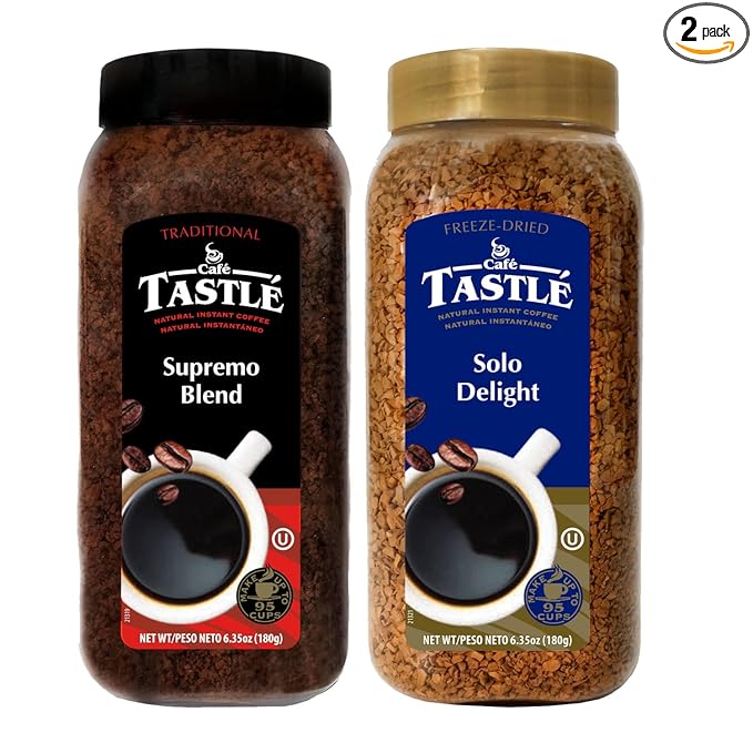 Café Tastlé Supremo Blend &amp Solo Delight 6.35 Ounce Instant Coffee Variety Pack of 2