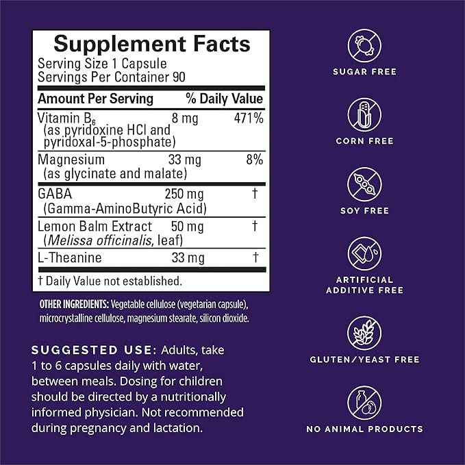 BRAINMD Dr Amen GABA Calming Support - 90 Capsules Pack of 2 - Promotes Relaxation - Contains Magnesium Vitamin B6 &amp Lemon Balm - 180 Total Servings