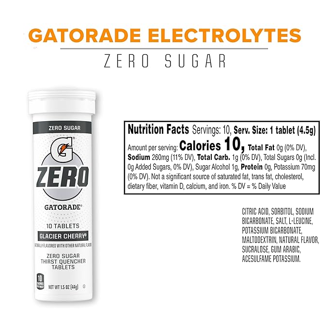 Gatorade Zero Tablets Glacier Cherry 8 count (Pack of 10)