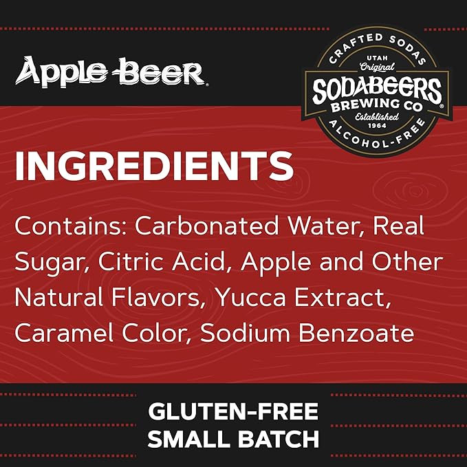 Apple Beer | SodaBeers Brewing Co | Alcohol-Free Gluten-Free Crafted Soda Made With Natural Apple Flavors and Real Sugar Refreshing Fruit Beverages (12 Cans)