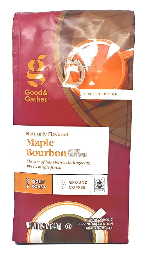 Good &amp Gather Maple Bourbon Ground Coffee - Limited Edition - 3 Bags - 36 Total Ounces - Non-Alcoholic