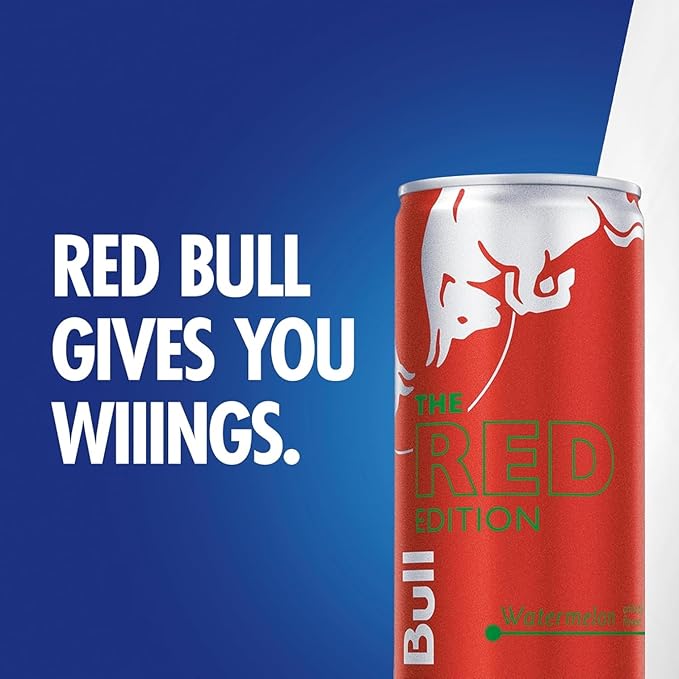Red Bull Red Edition Energy Drink Watermelon with 80mg Caffeine plus Taurine &amp B Vitamins 8.4 Fl Oz Pack of 12 Cans