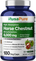 NusaPure Horse Chestnut 20:1 Extract 300 mg Equivalent to 6000mg 180 Veggie Caps Non-GMO Vegan BioPerine Calendula Flower