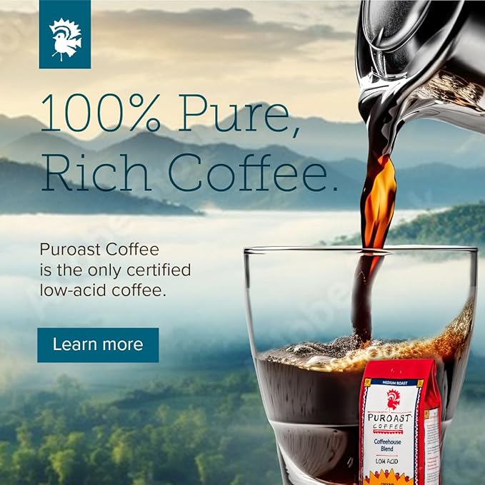 Puroast Low Acid Coffee Pods – Vanilla Medium Roast &amp House Blend Medium Roast – Single Serve Pods – Flavored Low Acid Coffee – Keurig Compatible – High Antioxidants – GERD Friendly – 2 Pack 12 Ct