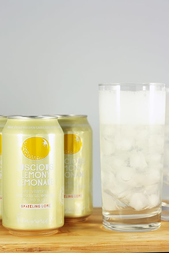 KauffmanTreats Frannie Sparkling Beverage- Zero Calories &amp Sugar Aspertame Free: 8-Ct 12 Oz. Cans (Luscious Lemonade)