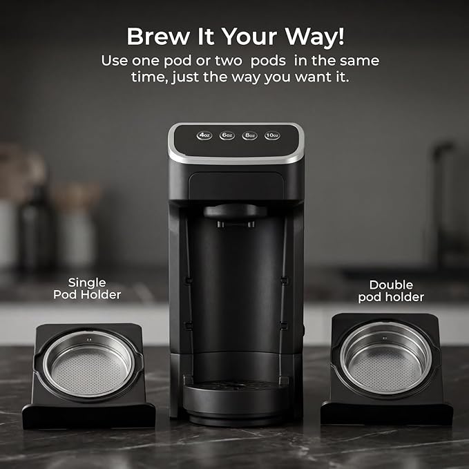 Coffee Machine – Compatible with Senseo Pods – Fast Brewing Single-Serve Coffee Maker with Rich Flavor Extraction Crema Layer Space-Saving Sleek Design Barista-Quality Taste