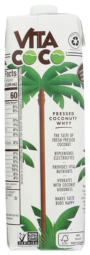 Vita Coco Coconut Water 33.8 Fl Oz | Pressed | Pack of 5