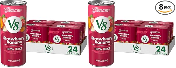 V8 Strawberry Banana 100% Fruit and Vegetable Juice 8 fl oz Can (48 Pack)
