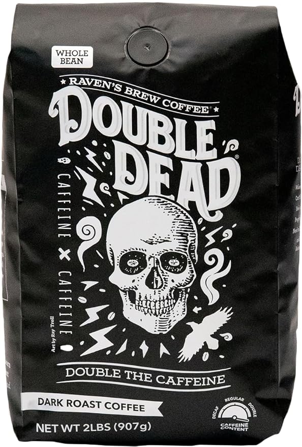 Raven's Brew Coffee High Caffeine Coffee Dark Roast Whole Bean – Double Dead 2lb