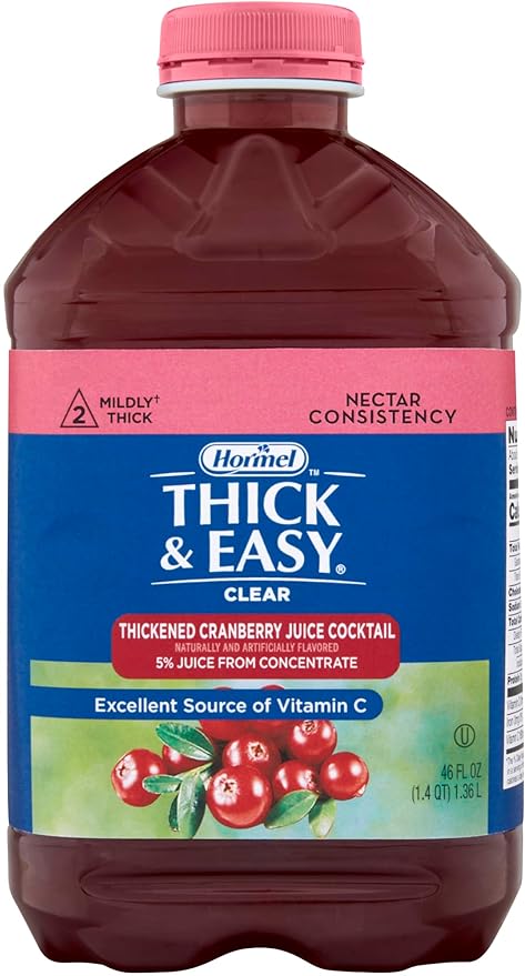 Thick &amp Easy Clear Thickened Cranberry Juice Cocktail Flavored Drink Nectar Consistency 46 fl oz (Pack of 2)