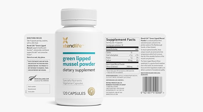 Xtend-Life | Green Lipped Mussel Powder | Extra Strength New Zealand Green Lipped Mussel 2400mg per Serving | for Joint Health &amp Inflammation Management | 120 Capsules (one Month Supply)