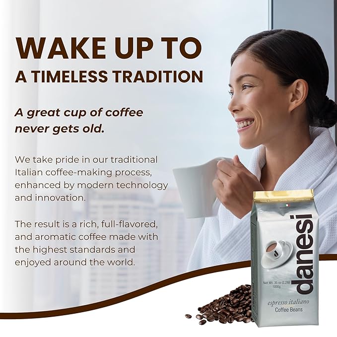 Danesi Caffe Italian Whole Coffee Beans - Espresso Coffee Beans and Medium Roast Whole Bean - Perfect for Espresso Machines French Press and Home Brewing - Gold (13.2 lb)