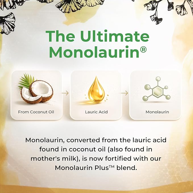 UltraLaurin® Monolaurin Supplement – 3000 mg Coconut-Derived Pellets for Immune &amp Gut Health Support Digestive Wellness – 21 oz / 200 Servings – Vegan Non-GMO Natural Immune &amp Digestive Su