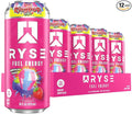 RYSE Fuel Energy Drink - Ring Pop Berry Blast - Sugar Free Gluten Free &amp Vegan - 200mg Natural Caffeine Taurine &amp Choline for Focus &amp Energy - No Artificial Colors - 16 fl oz Cans (12-Pa