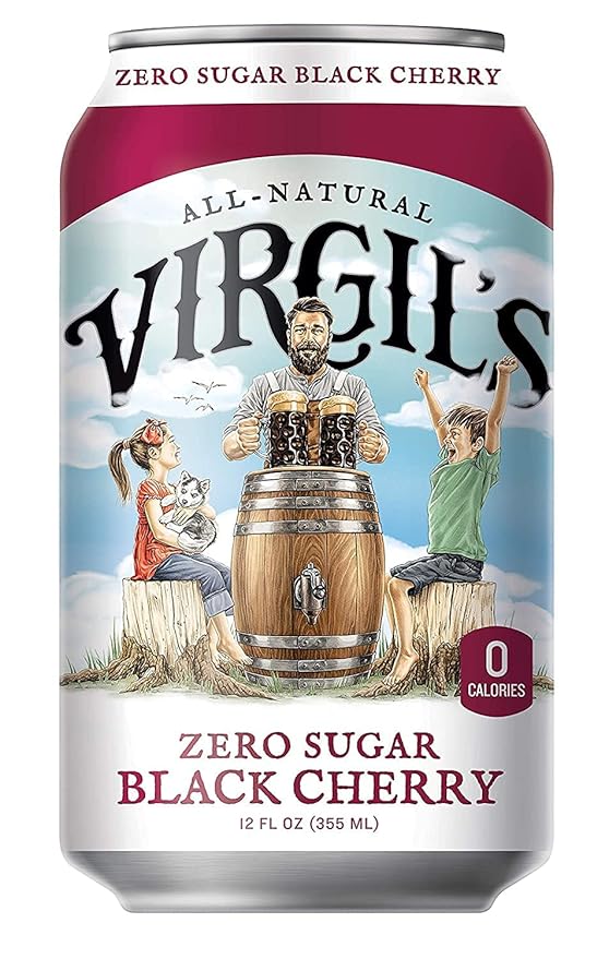 Virgil's Zero Sugar Favorites AMZN Variety 4-6pk Std. 12 oz Cans (Root Beer Vanilla Cream Black Cherry Orange Cream) 24 Count