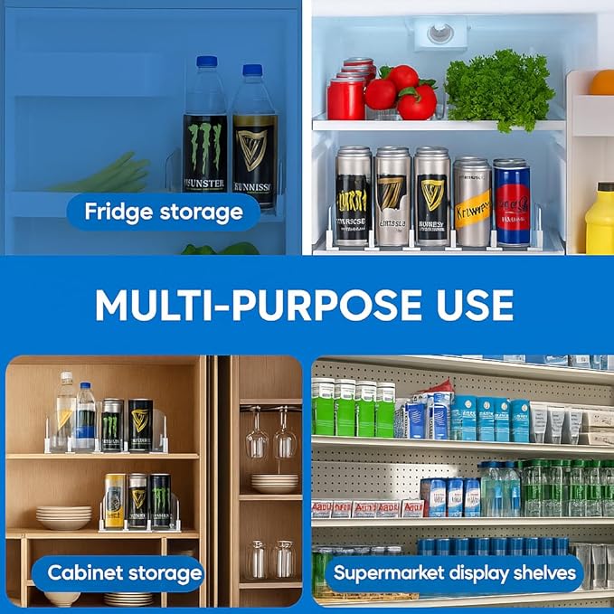 Dwella Drink Organizer for Fridge – 6-Tier Can Dispenser for Fridge Self-Pushing Drink Dispenser Fridge Adjustable Width Fridge Cans Organizer Durable Soda Drink Organizers for Refrigerator