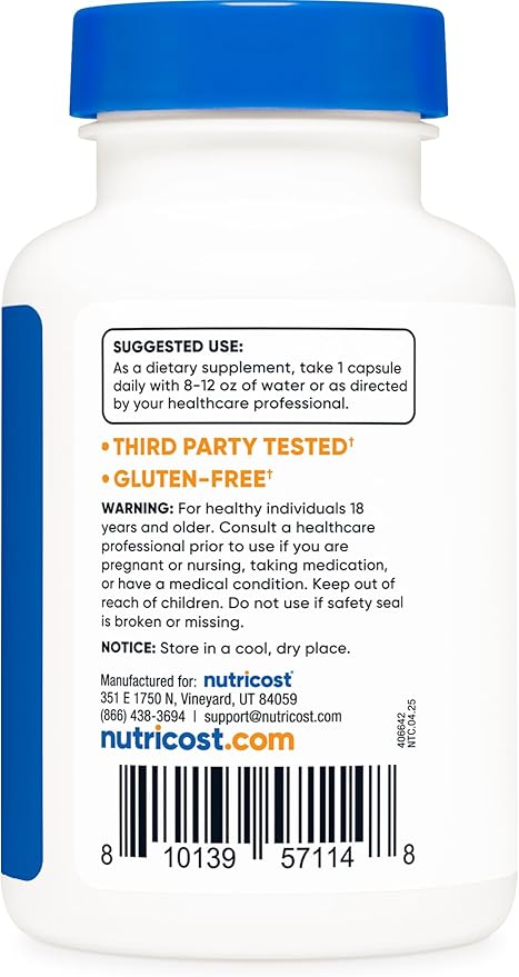 Nutricost Lactoferrin Capsules (60 Capsules 300mg) Third-Party Tested Gluten-Free Vegetarian GMP Compliant Non-GMO Product - 60 Servings