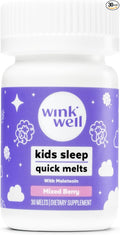 Wink Well Kids Melatonin Chewable Melts-Sleep Aid Chews with Melatonin 1mg- Quick Deep Toddler Sleep Aid Drug-Free-Fast Non-Habit-Forming Child Melatonin Dissolve Tablets- 30 Melts