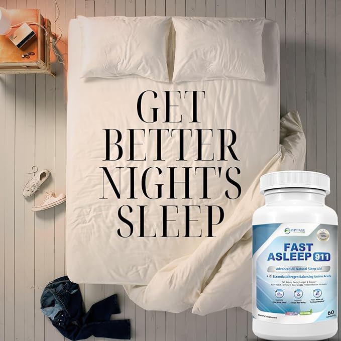 Fast Asleep 911 – Nighttime Routine Supplement with Melatonin &amp Goji Berries – Plant-Based Non-Habit Forming Formula – 60 Capsules