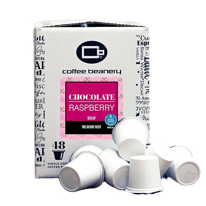 Chocolate Raspberry Decaf Coffee Pods by Coffee Beanery | 96ct Bulk Flavored Decaf Coffee Pods Medium Roast Coffee Pods| 100% Specialty Arabica Coffee| Gourmet Coffee Pods